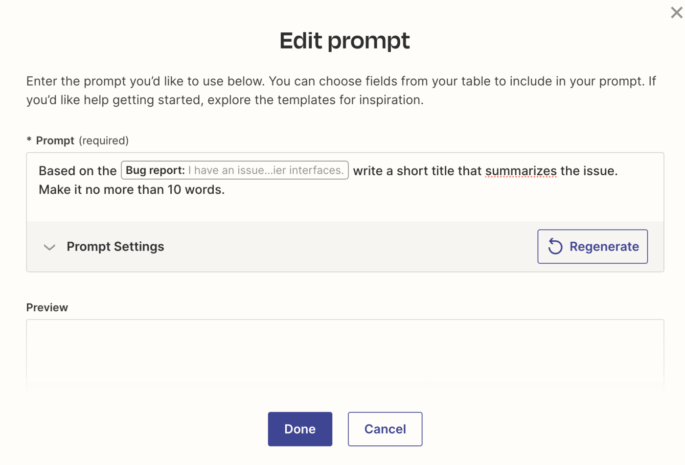 Screenshot of edit prompt