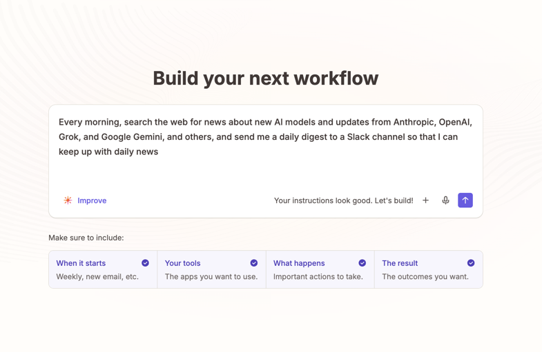 The minimum lovable prompt at work in the Zapier product