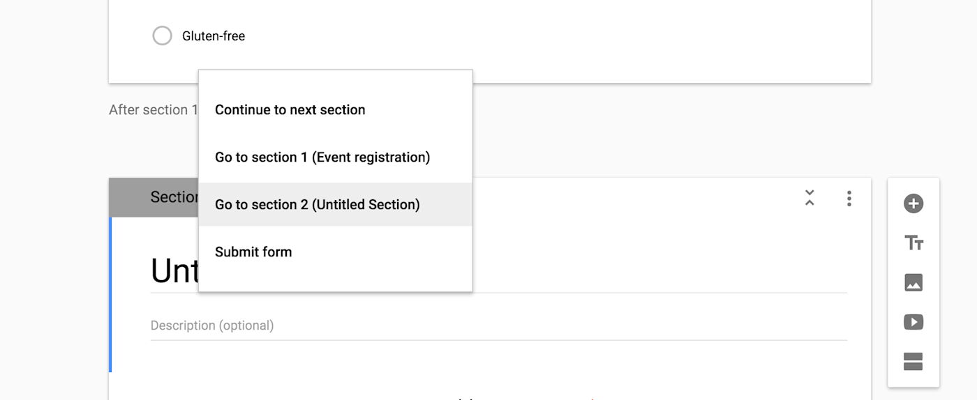 Google Forms sections and logic