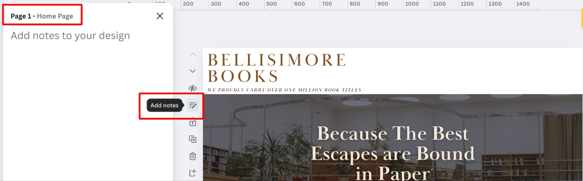 Adding a page title to a Canva website