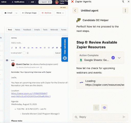A candidate cultivation agent in Zapier