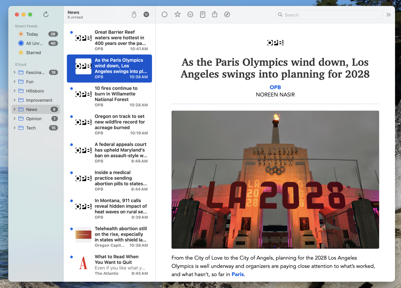 NetNewsWire, our pick for the best free Mac RSS reader