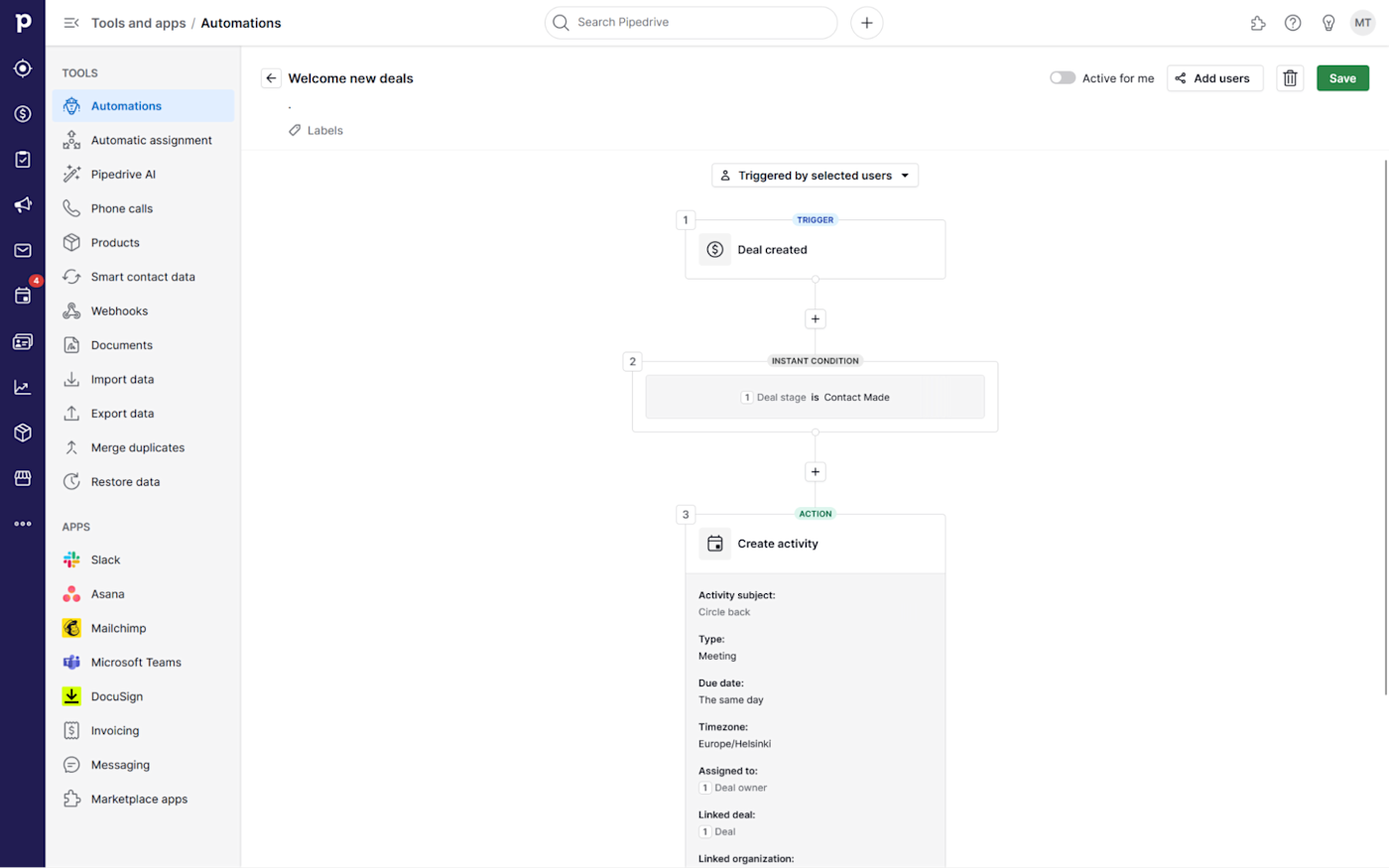 Pipedrive's automations