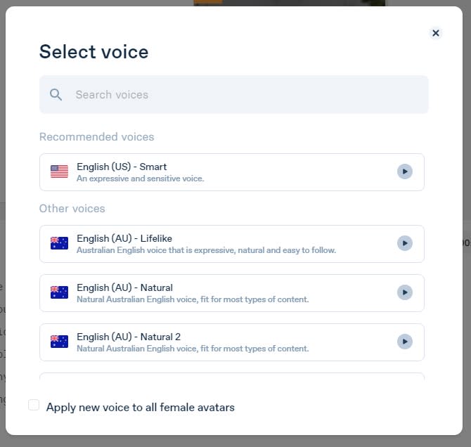 Selecting the voice for your AI avatar