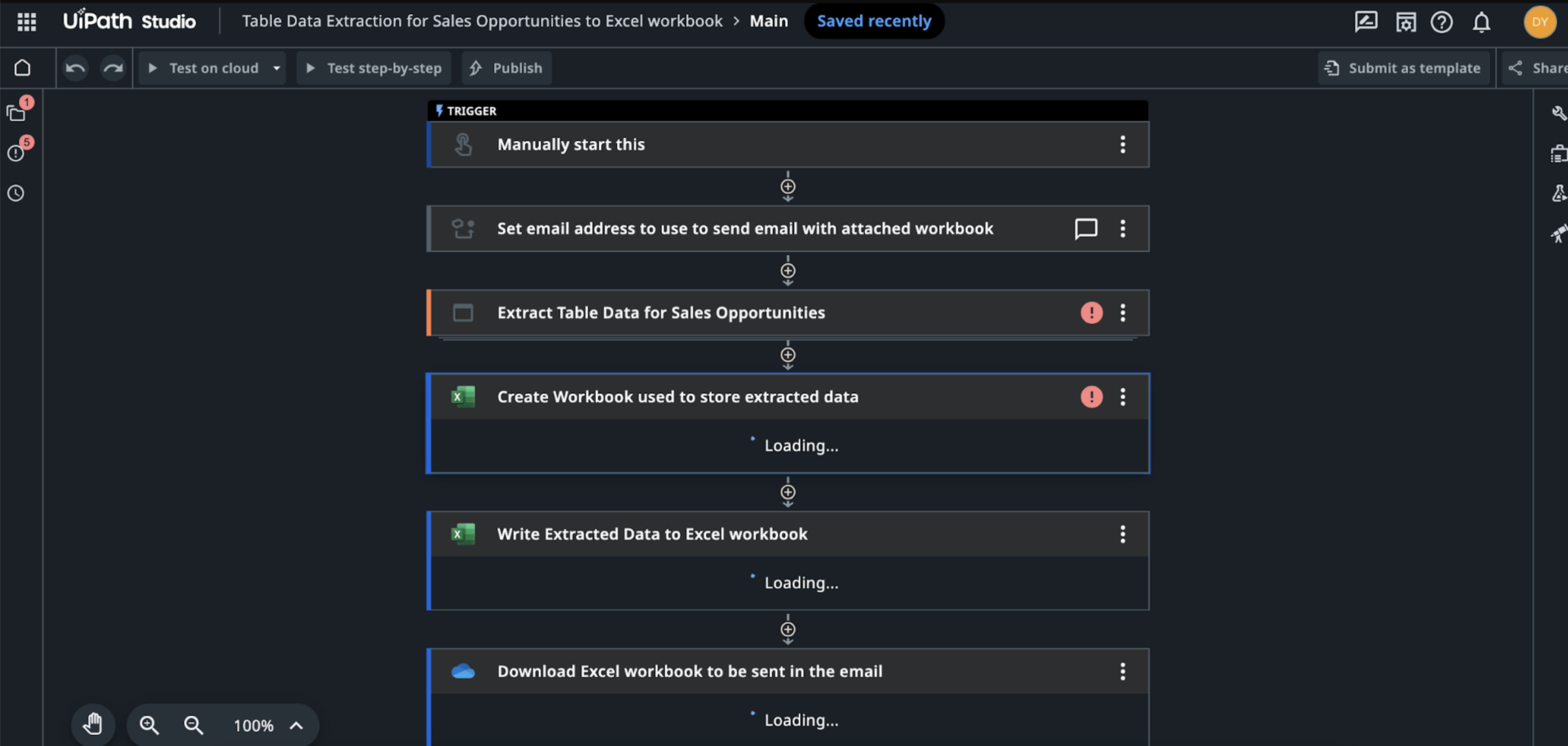 A screenshot of UiPath, a Power Automate alternative.