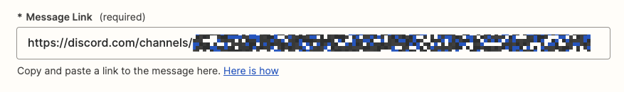 Paste the message URL in the Zap editor.