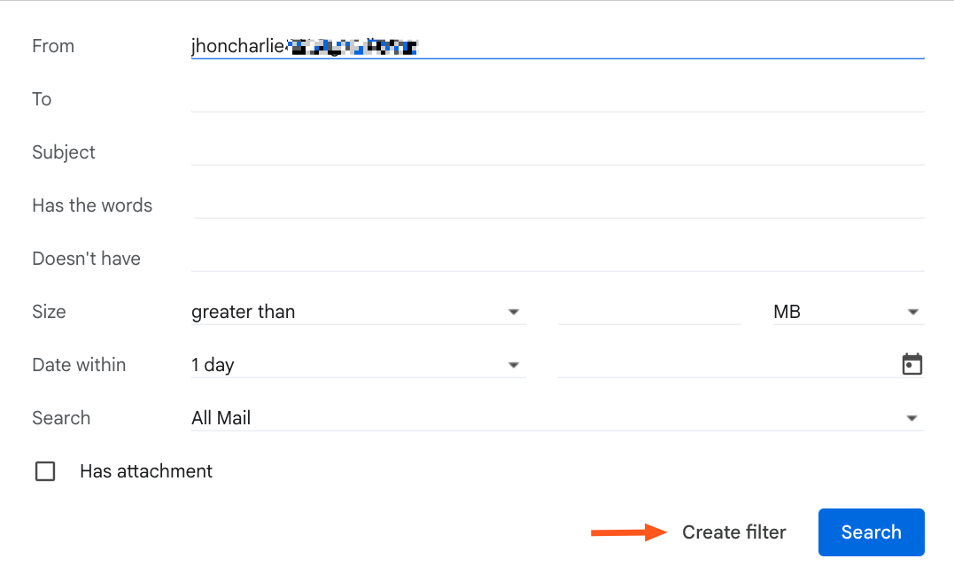 Create filter button