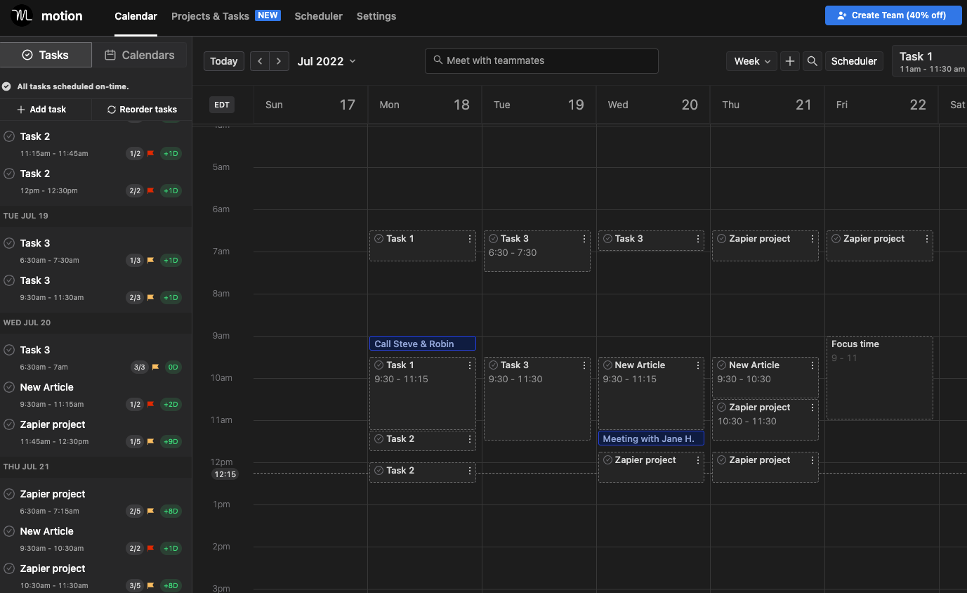 Motion, our pick for the best meeting scheduler that's an all-in-one time and project management app