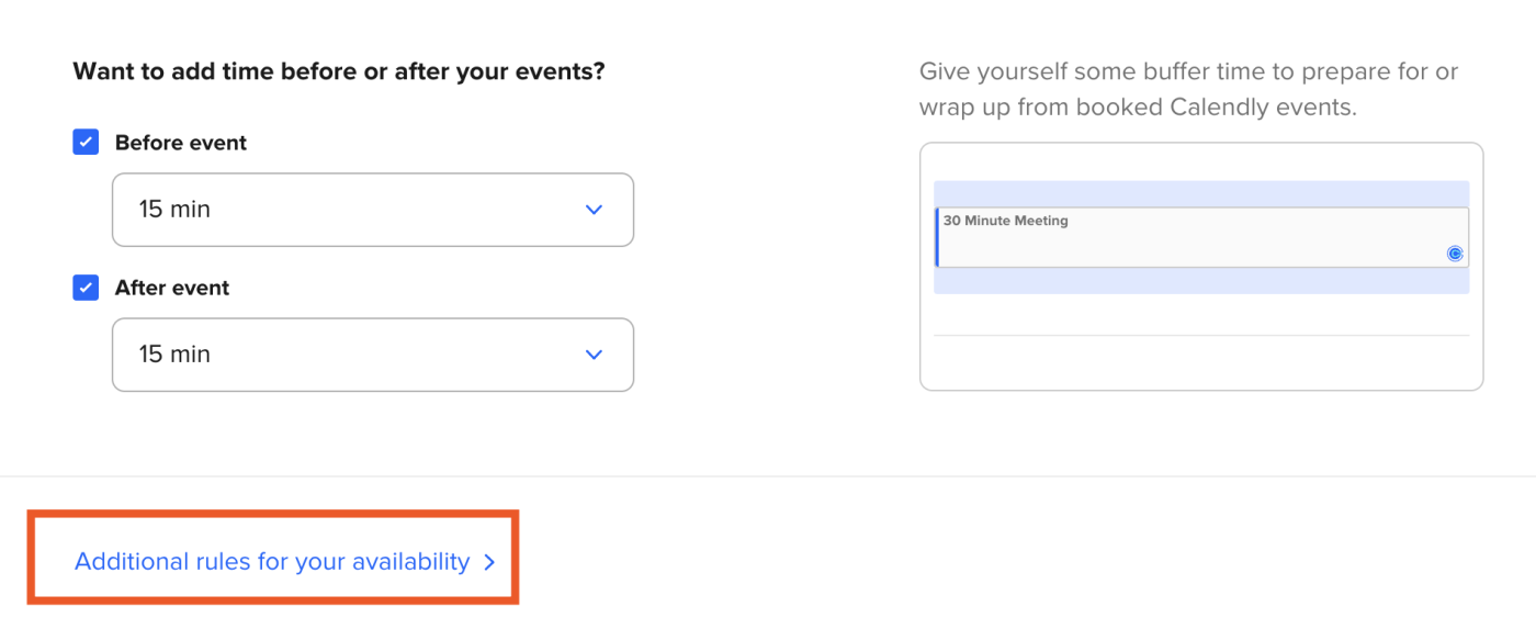 How to add additional rules for your availability in Calendly.