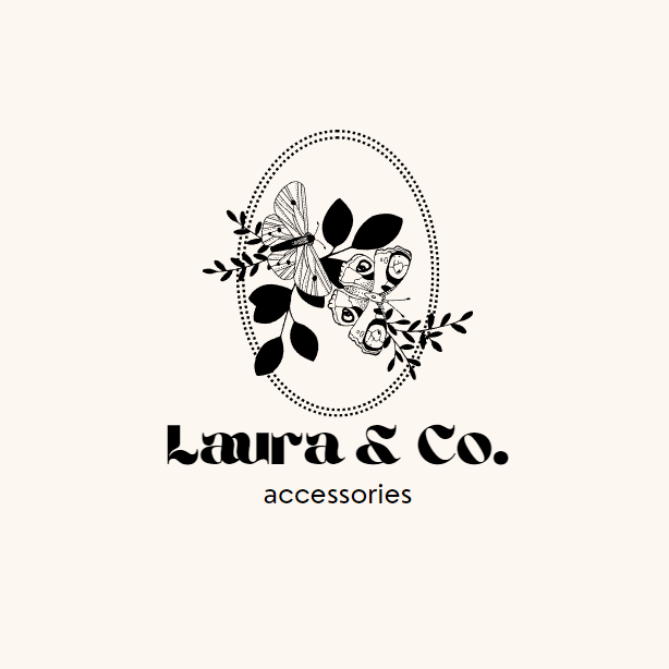 The template Melissa chose: a cream background, with a floral design and the words "Laura & Co. accessories"