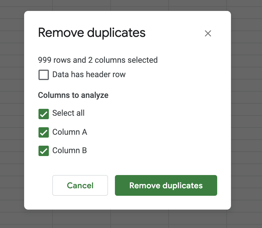 Selections for removing duplicates