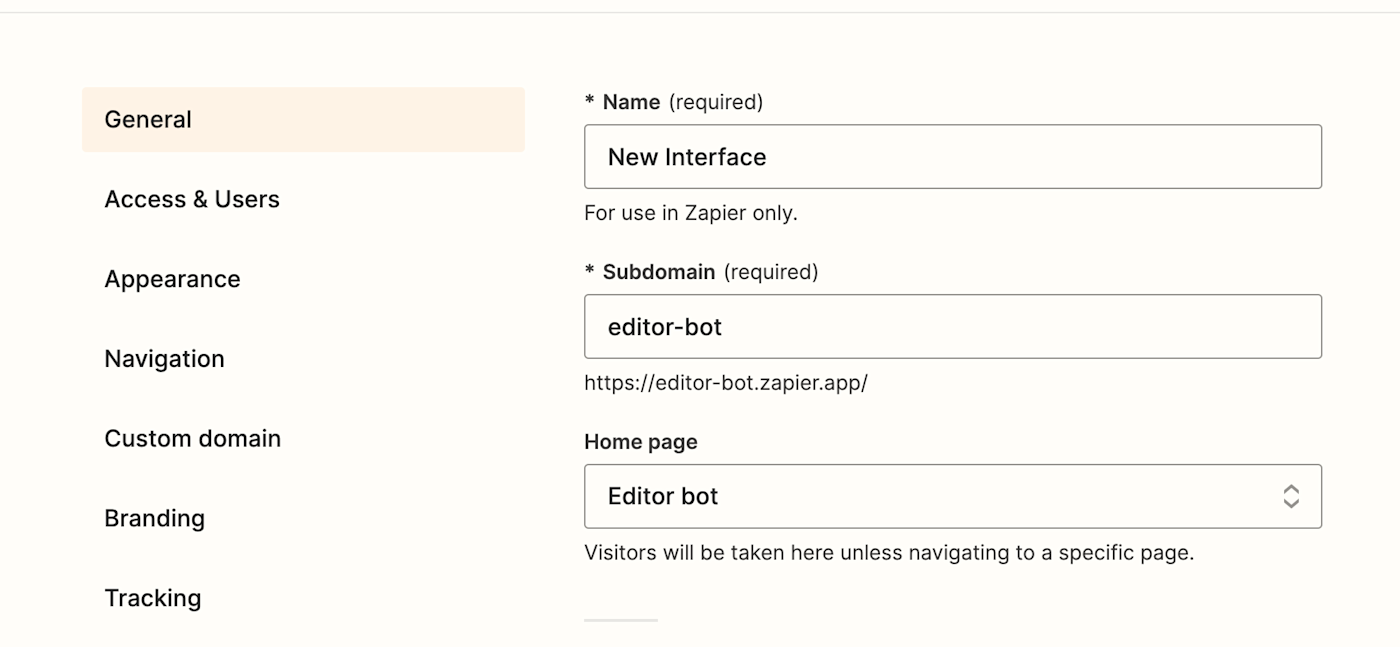 Screenshot of advanced settings in interfaces