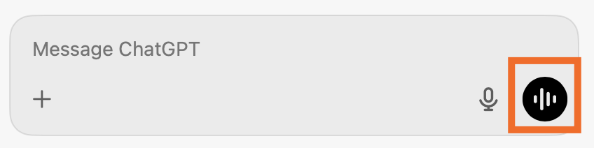 ChatGPT message box with the voice mode option highlighted. 