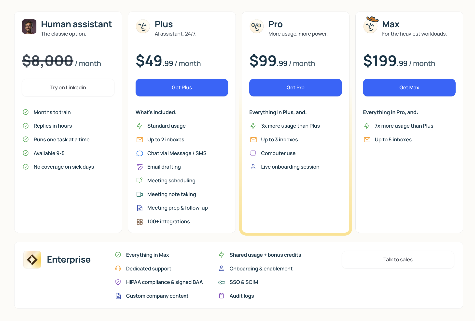 A screenshot of the Lindy pricing page.