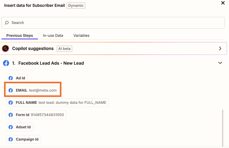 Yes has been selected in the Update Existing field