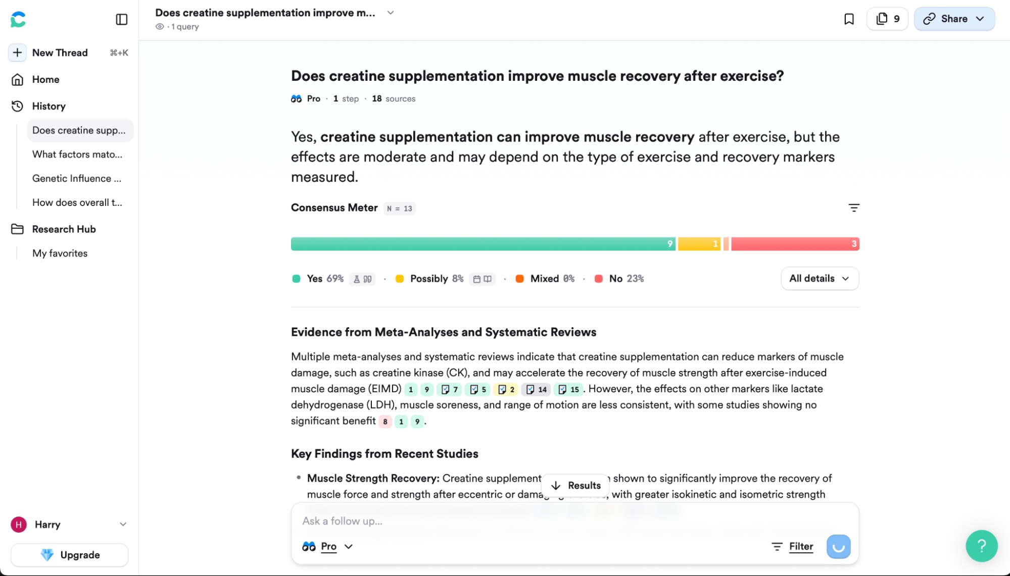 Consensus, our pick for the best AI search engine for scientific research