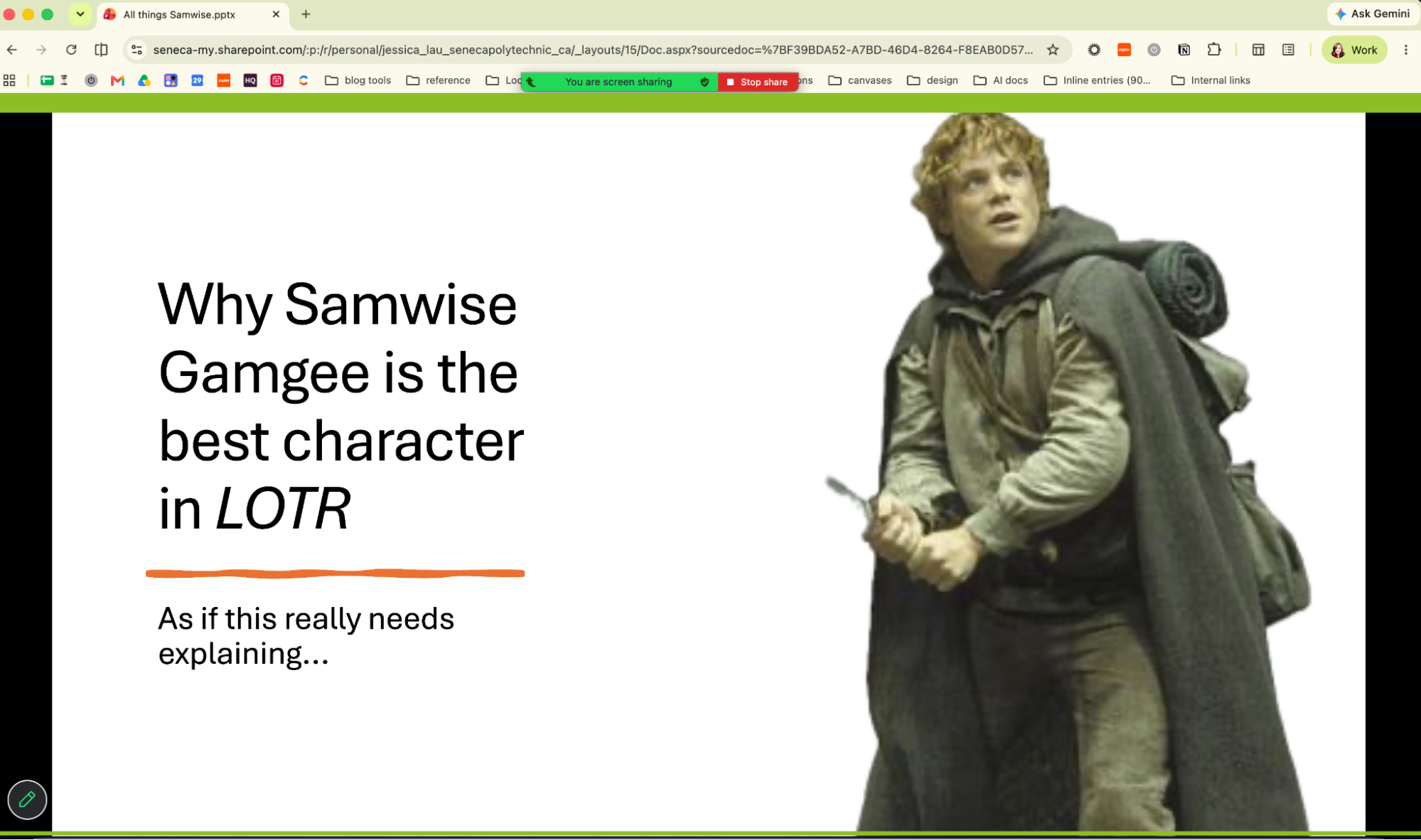 PowerPoint presentation with a green box around the portion of the screen being shared via Zoom. 