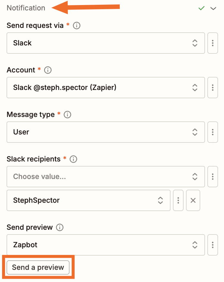 Configuration options within the Human in the Loop step