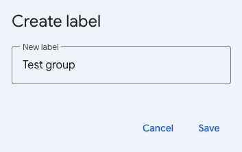 Screenshot of a new label called "text group"