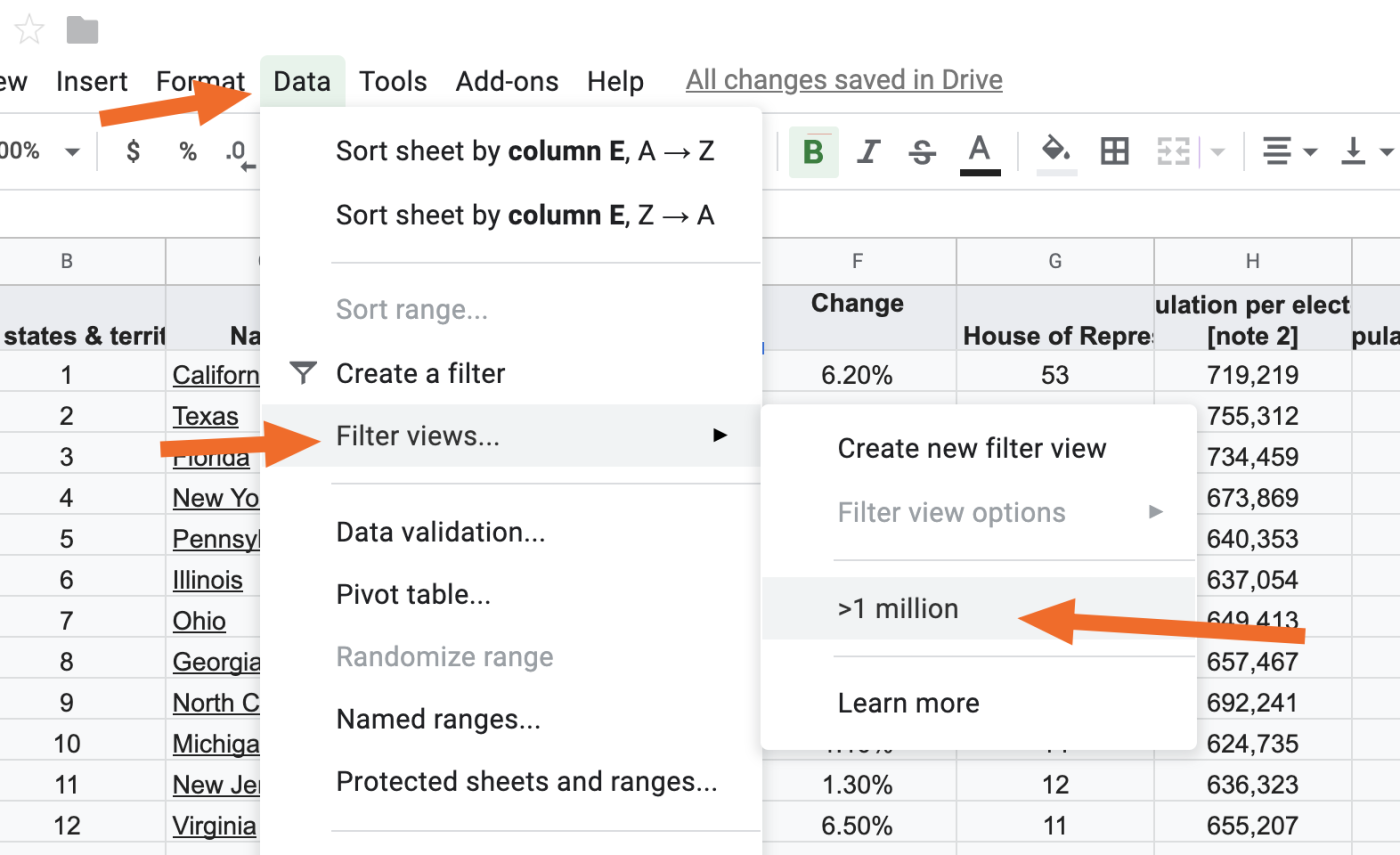 How to Filter in Google Sheets