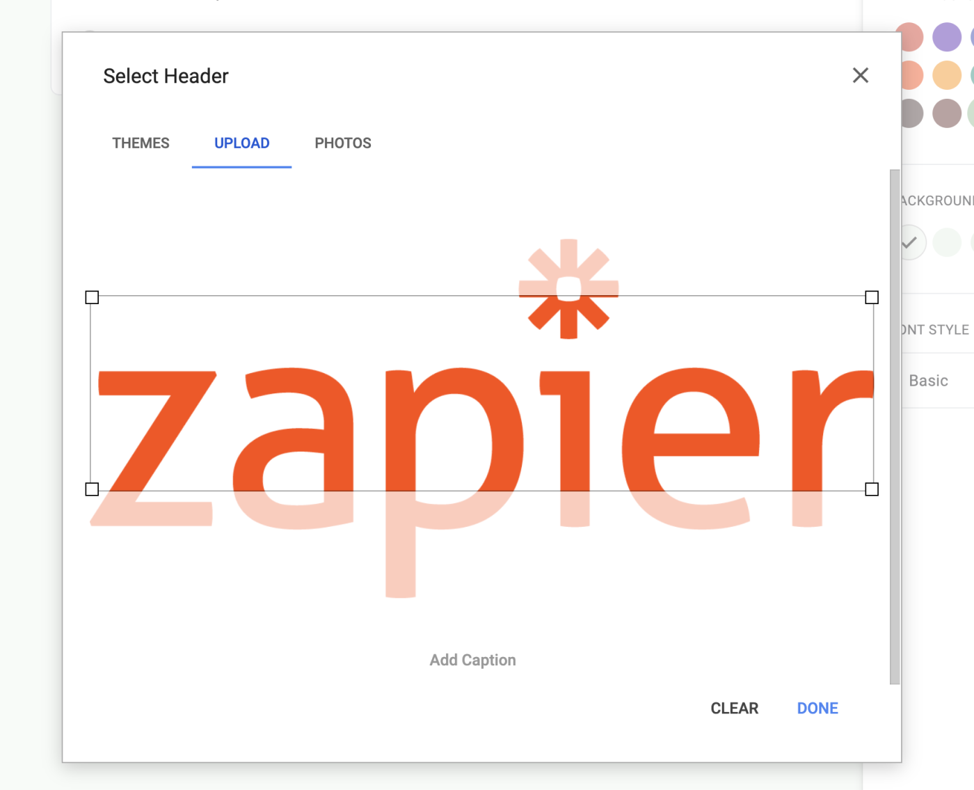 Zapier logo not fitting on Google forms header