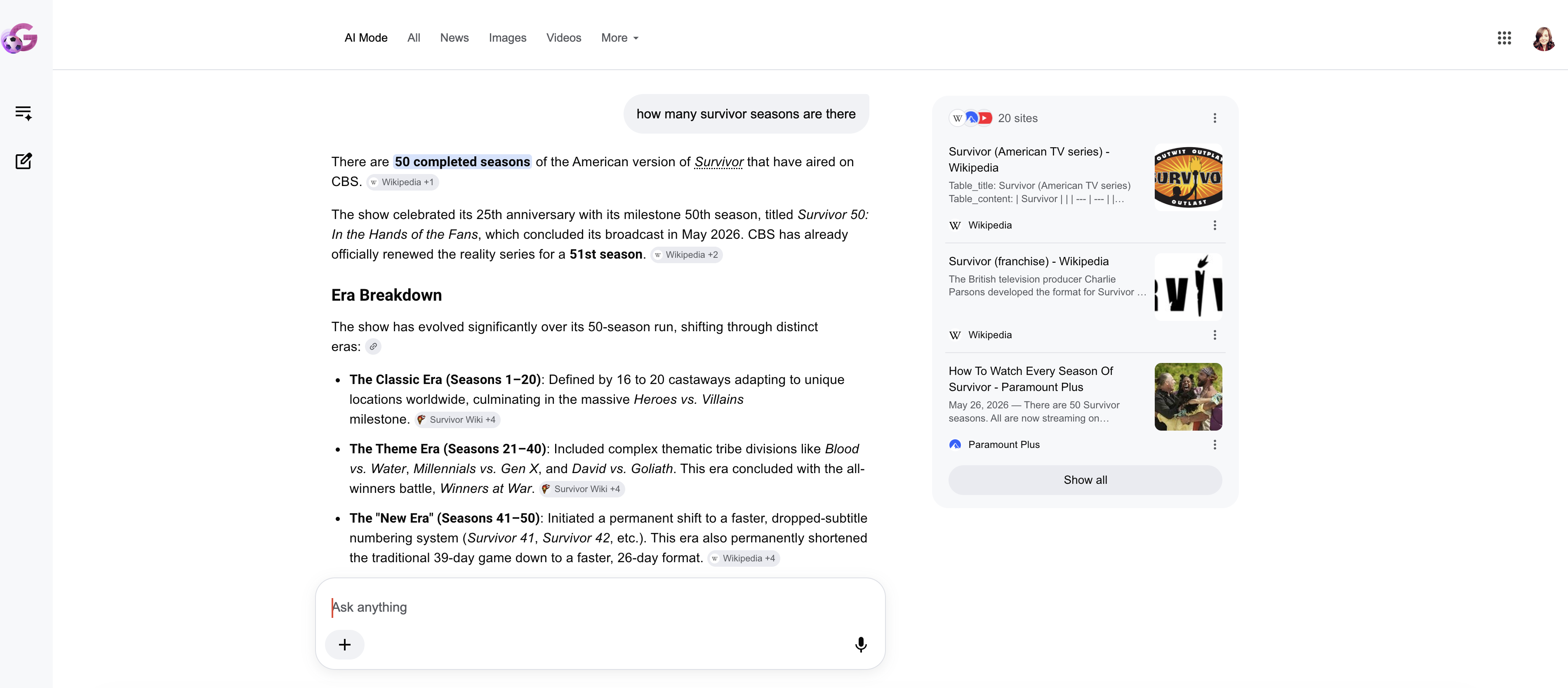 Google, our pick for the best AI search engine if you're already in the Google ecosystem