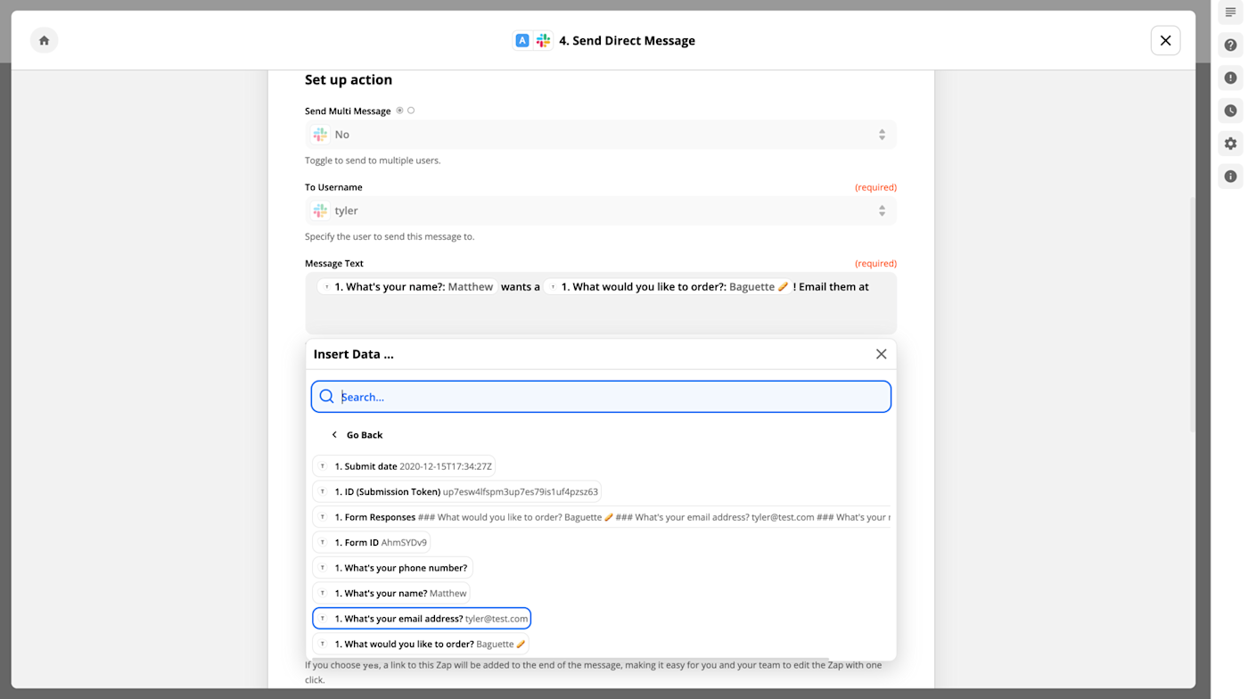 Add action step to Zapier Path