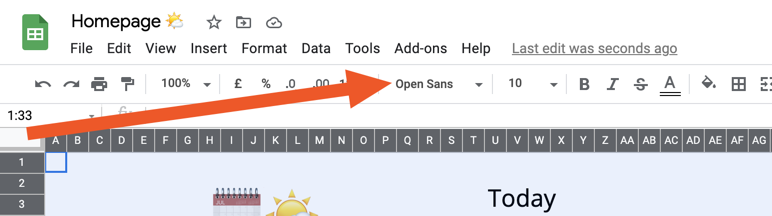 Changing the font in Google Sheets