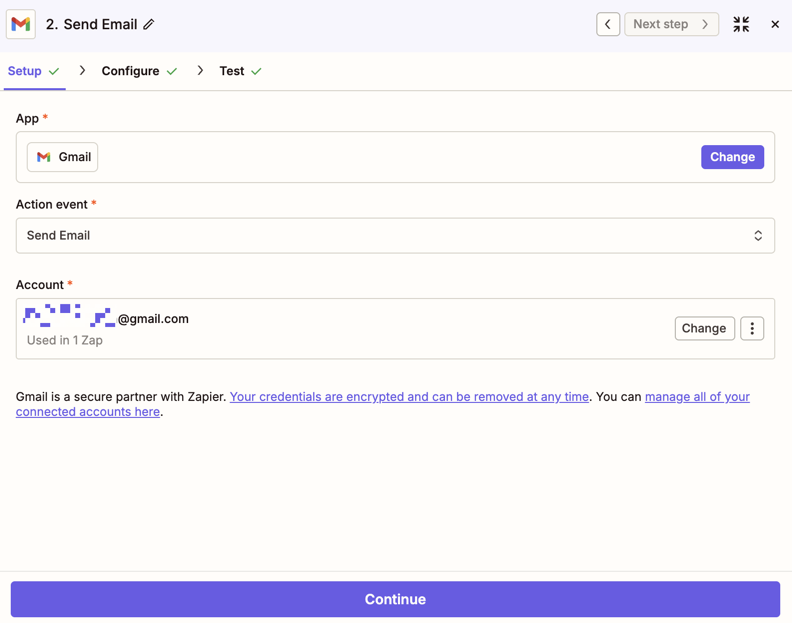 আপনার ট্রিগার পদক্ষেপের জন্য Gmail নির্বাচন করুন