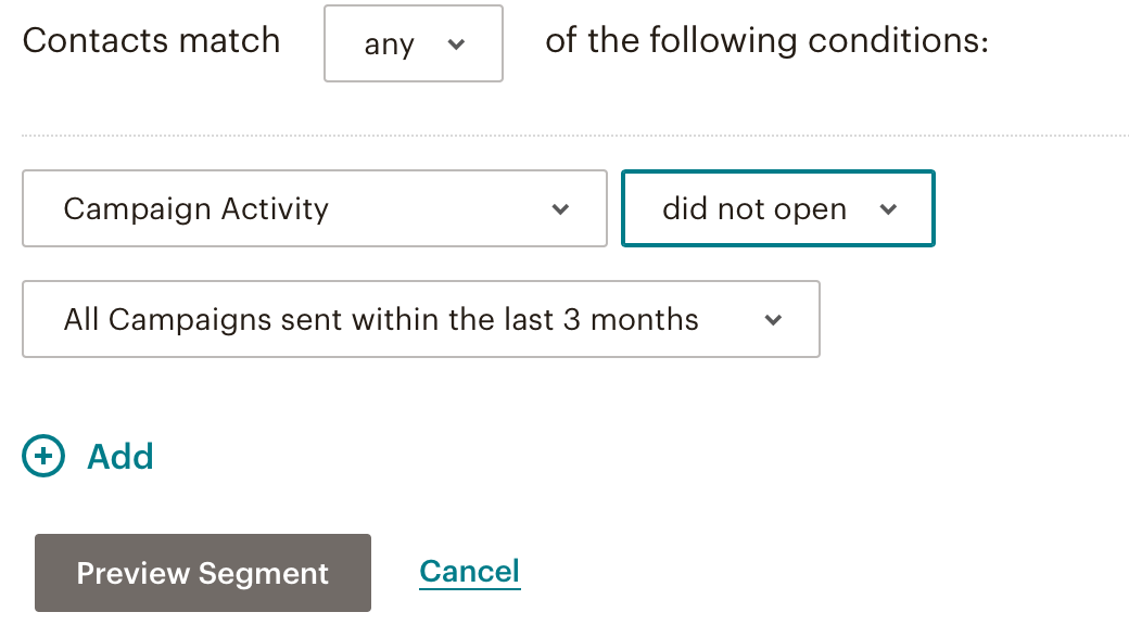 Mailchimp's segmentation feature based on email opens