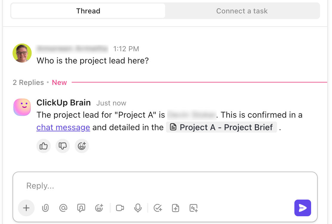 Chatting with ClickUp Brain