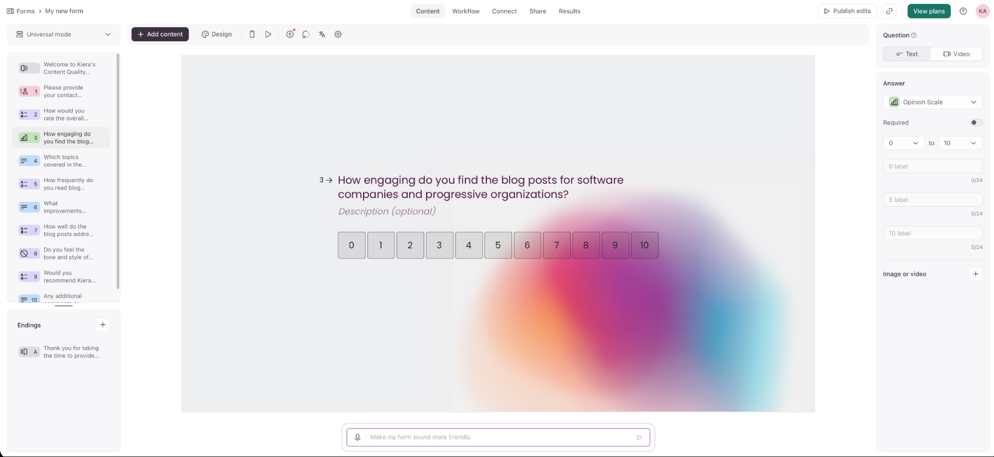 Typeform, our pick for the best survey app for beginners