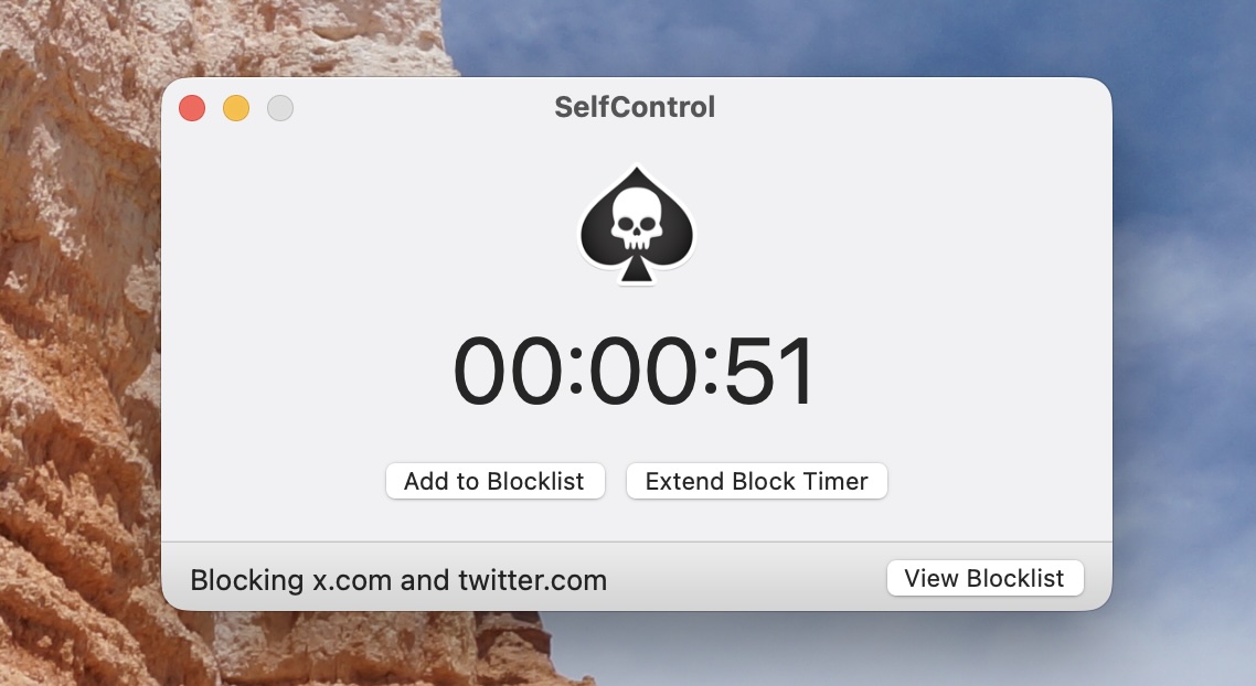 SelfControl, our pick for the best focus app for a nuclear option for Mac users