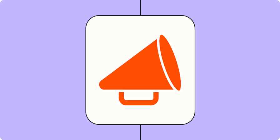 A hero image of an orange megaphone on a purple background.