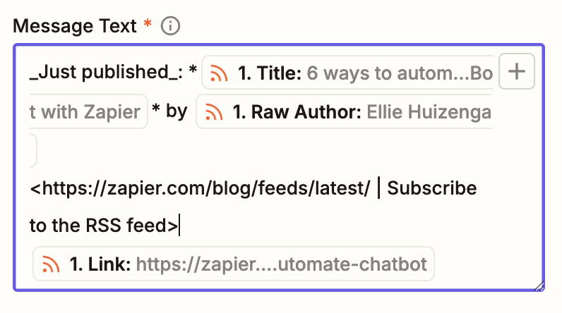 Formatted text in Zapier editor