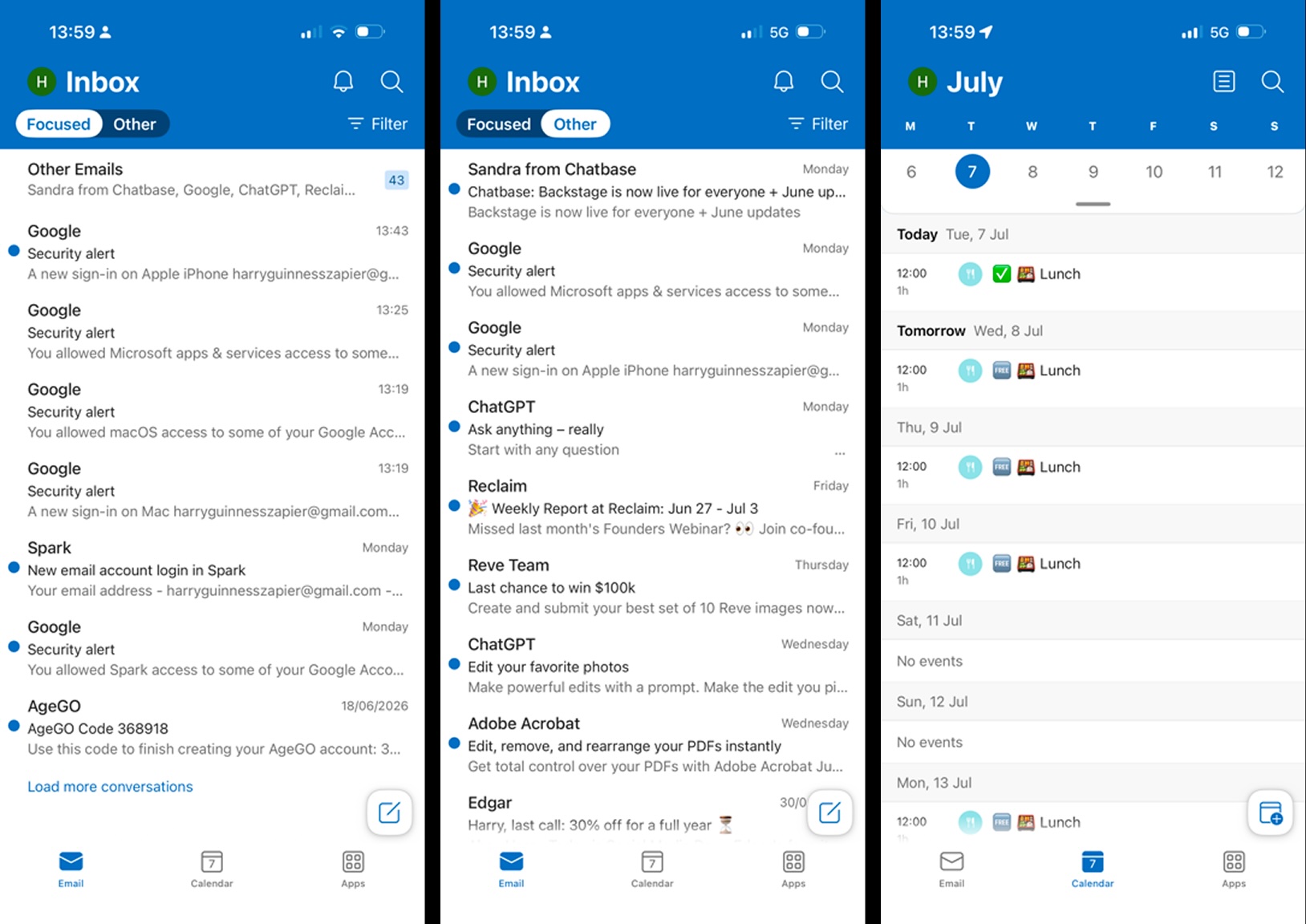 Outlook, our pick for the best Apple Mail alternative for iPhone