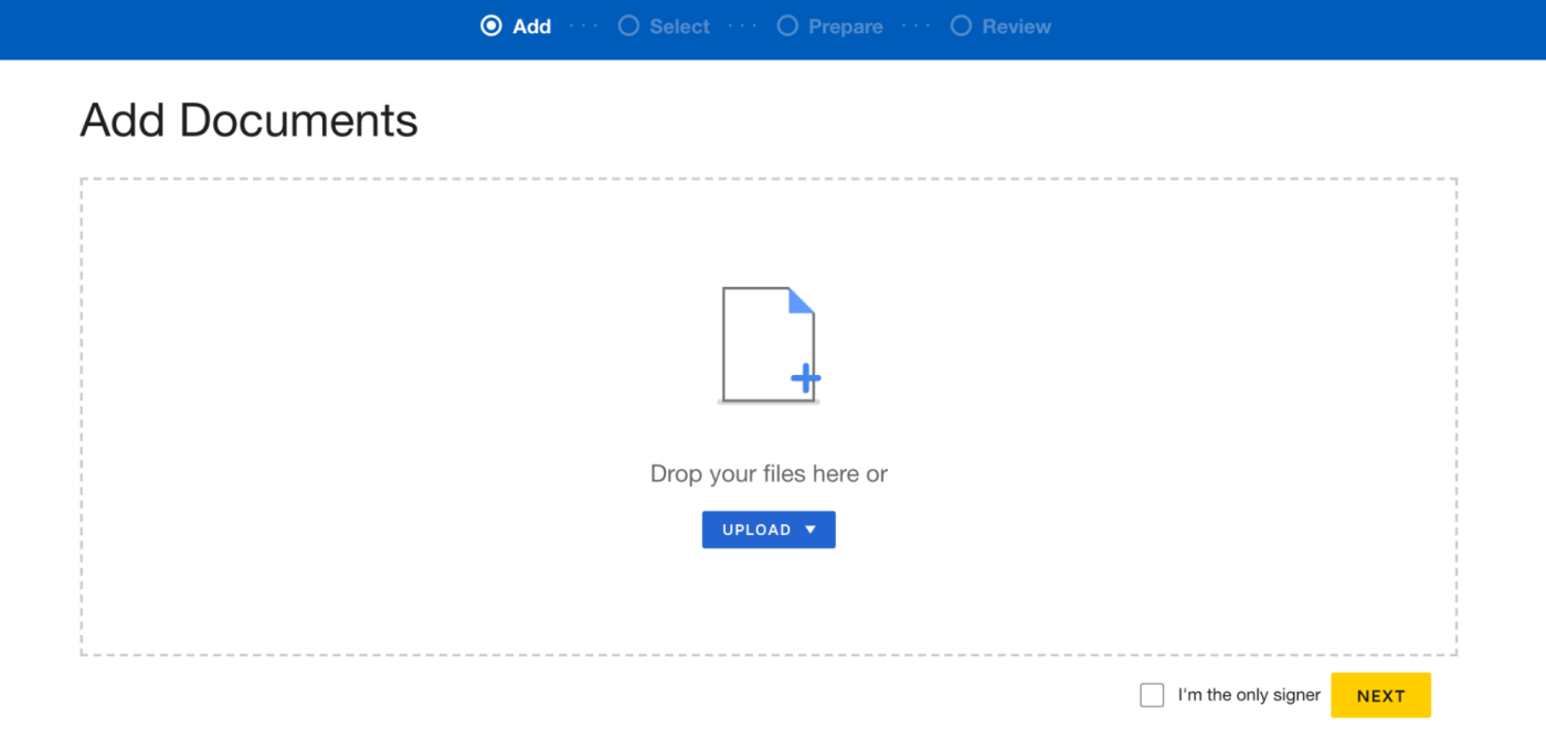 Uploading a document in DocuSign