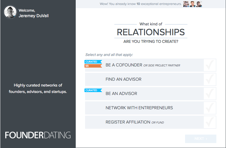 FounderDating profile