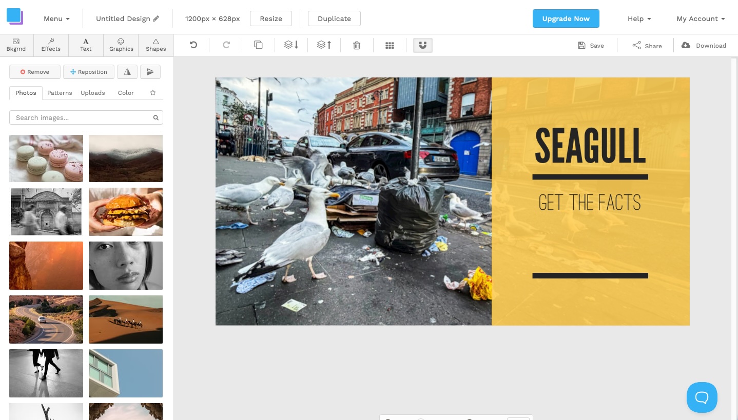 A screenshot of Snappa, our pick for the best free social media design tool for creating occasional images