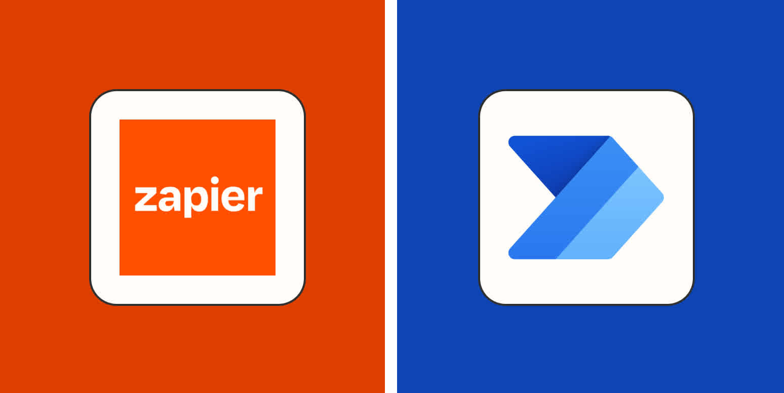 Hero image with the logos of Zapier and Microsoft Power Automate