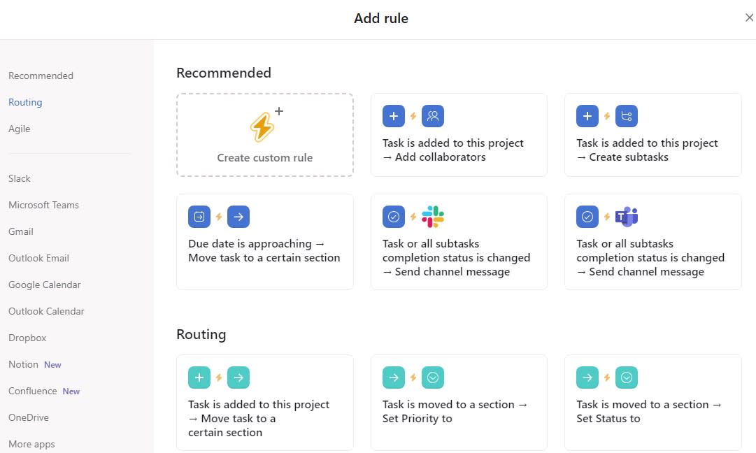 Prebuilt automations in Asana