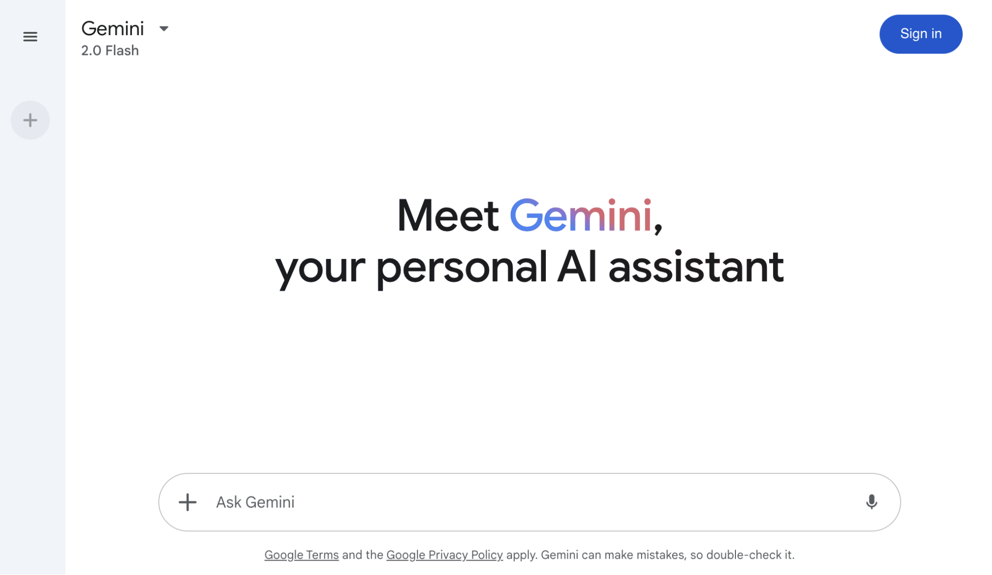 Google Gemini sign-in page. 