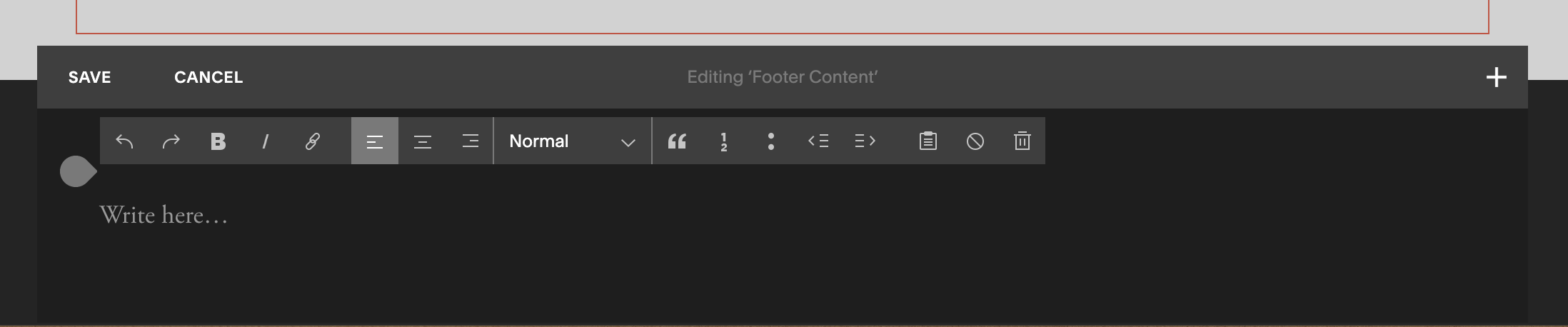 Squarespace text editor