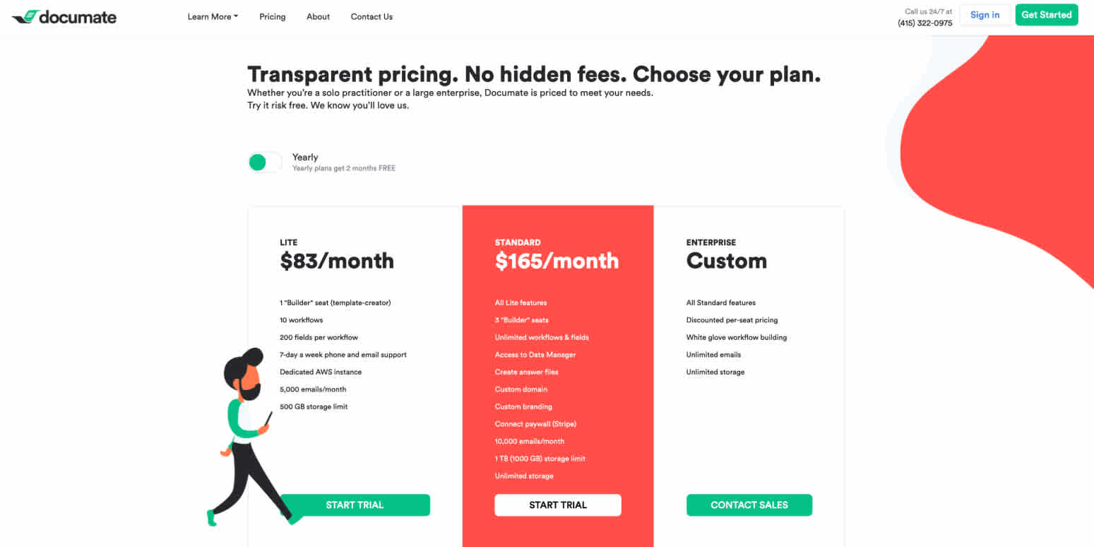 Documate's pricing page