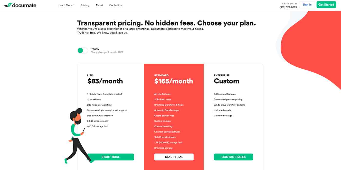 Documate's pricing page