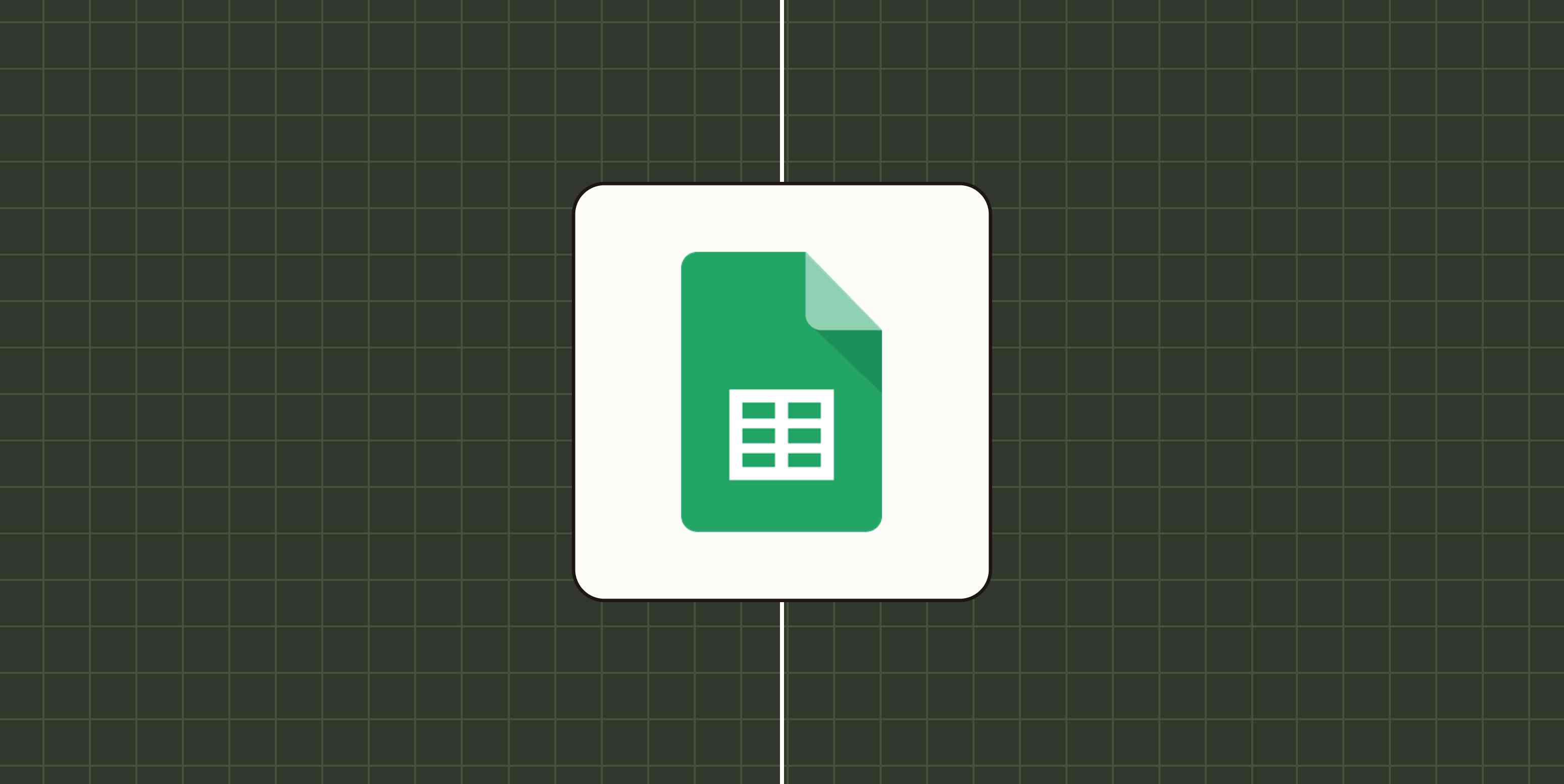 Google Sheets logo against a checkered, dark green background.