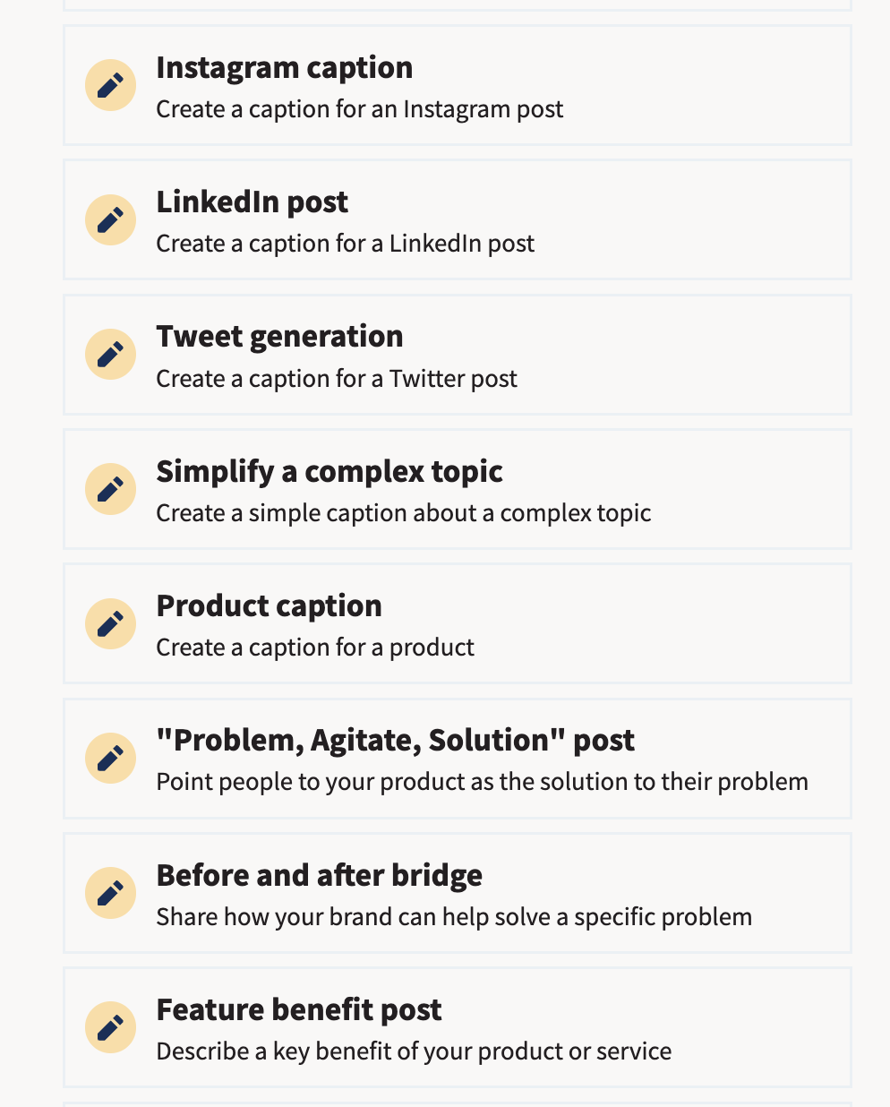 Hootsuite's copywriting formulas