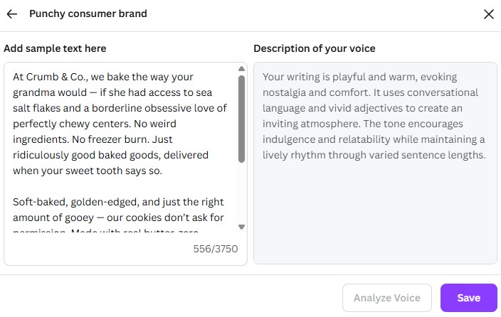 Creating a brand voice with Magic Write in Canva AI