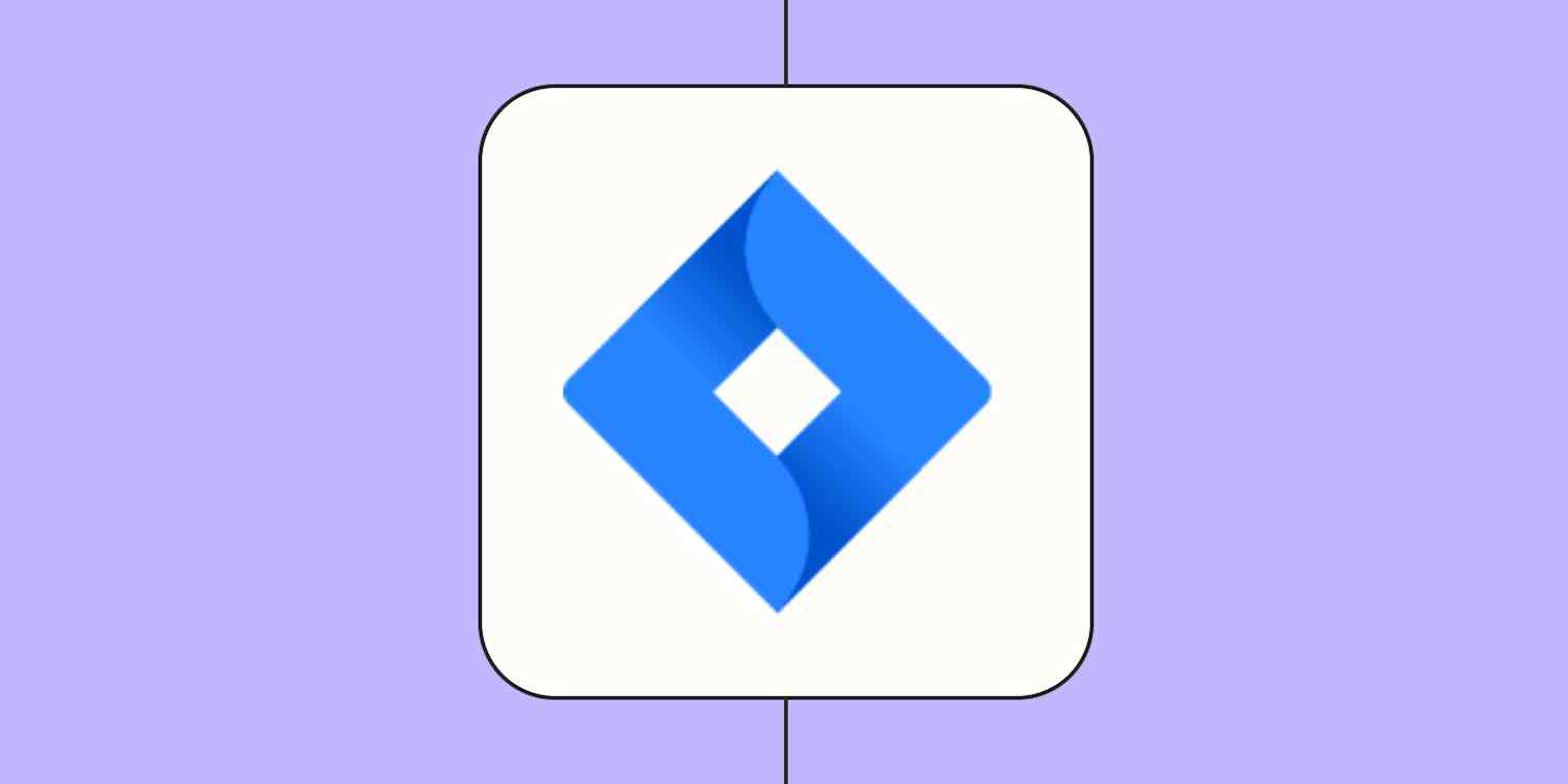 A hero image of the Jira app logo on a light purple background.