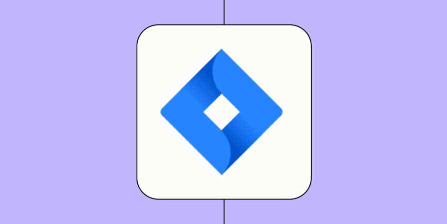 A hero image of the Jira app logo on a light purple background.